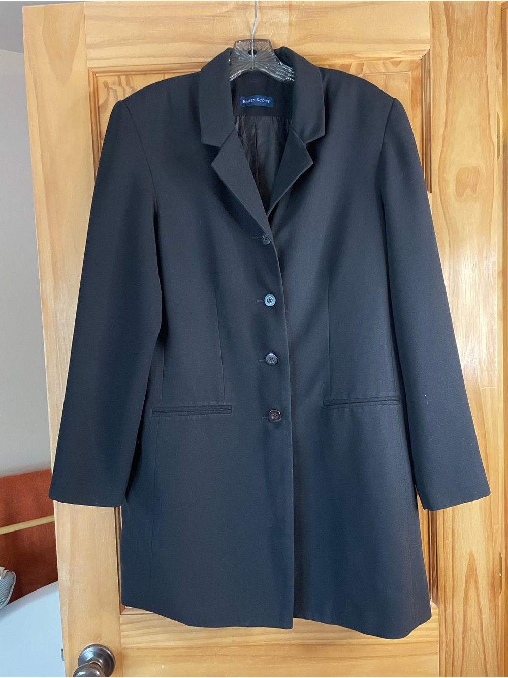 Karen Scott Black Tailored Longline Blazer